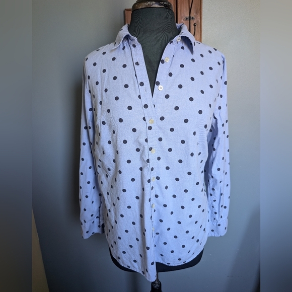 Talbots Blue Polka Dot Button-Up Shirt - Picture 9 of 10